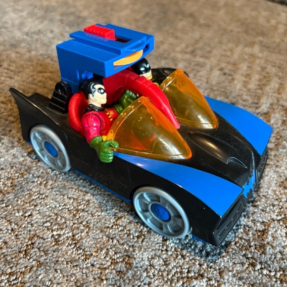 Fisher Price Imaginext DC Super Friends Batmobile Batman & Robin w/orange disc - Picture 2 of 8